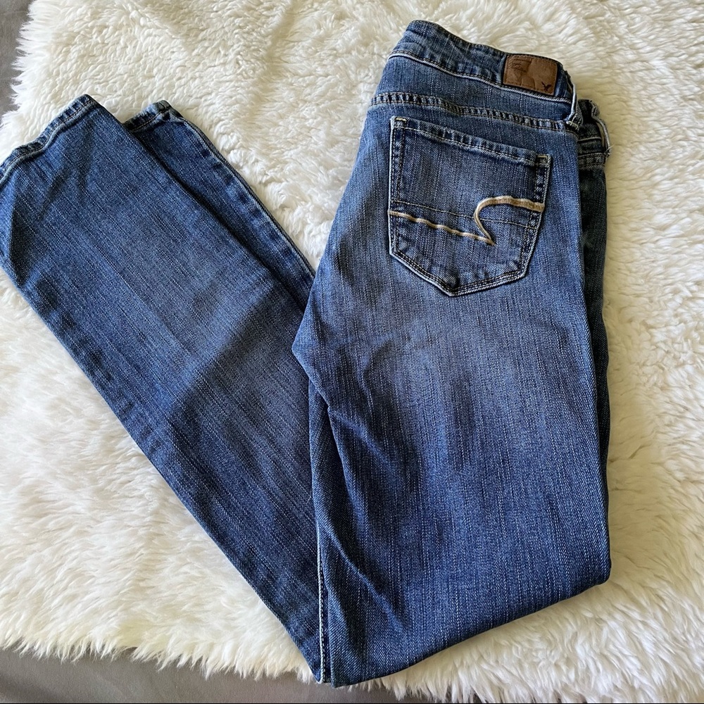 American Eagle Jeans Stretch Skinny Medium Wash Size 6 Low Rise